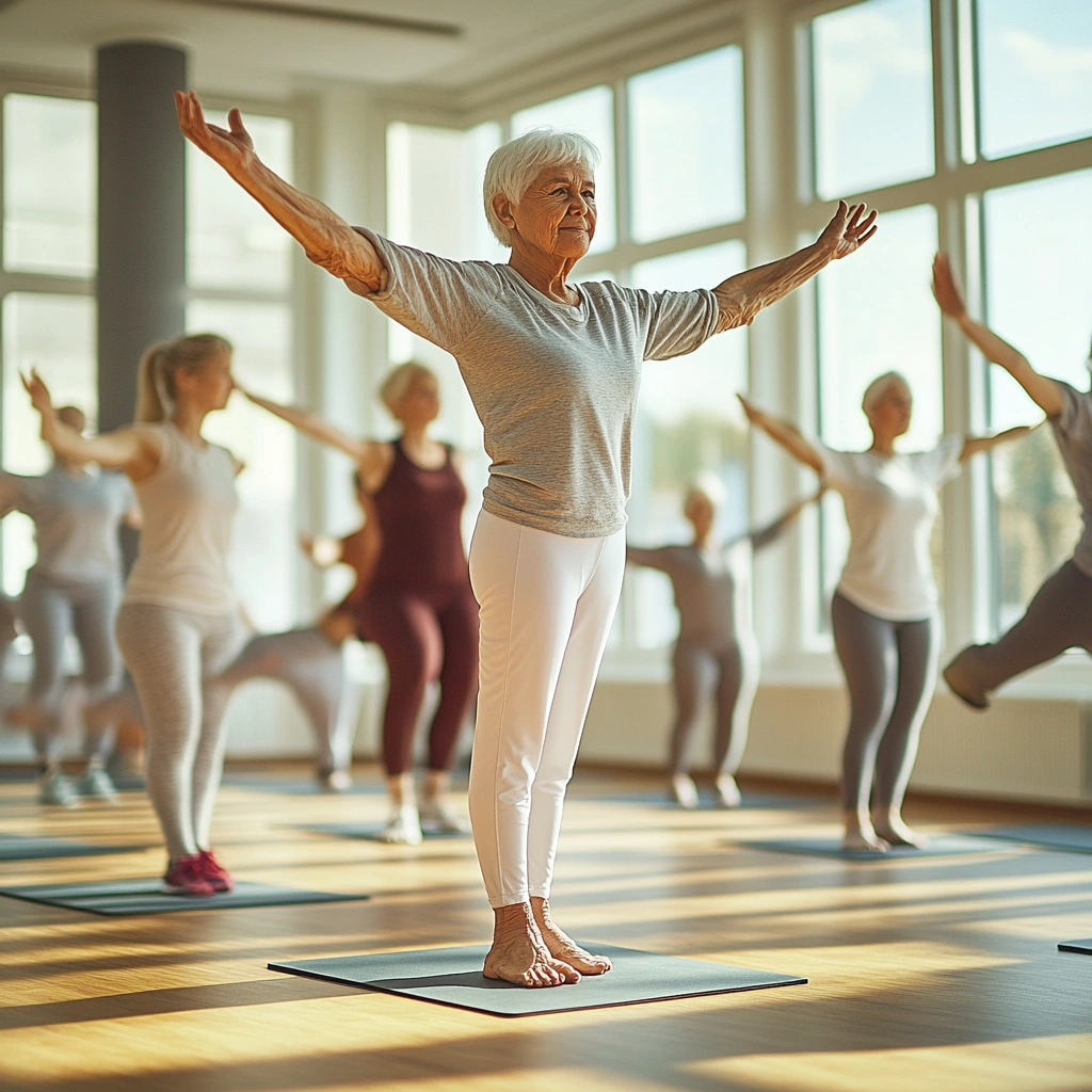 Тренування балансу в групі літніх людей